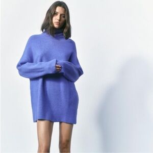 Zara Women's Vibrant Blue Turtleneck Sweater